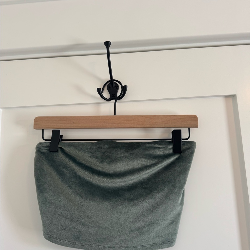 aerie Olive Green Velvet Crop Tube Top